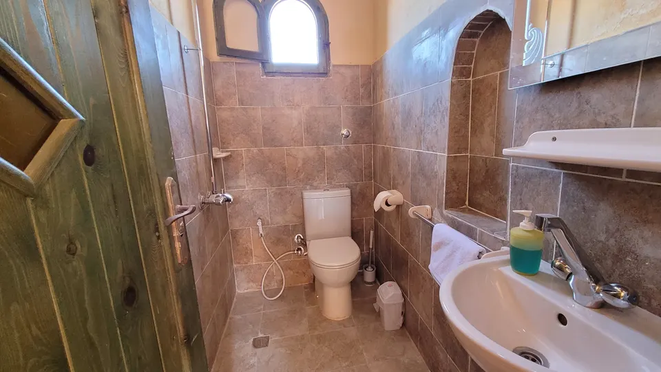 A bathroom with a basin and window · Standard