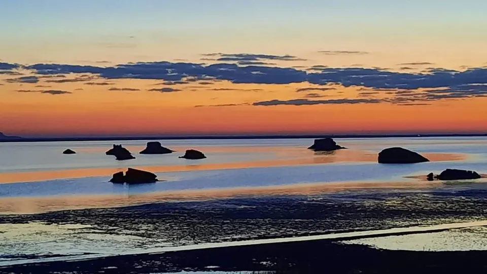 Warm evening colours reflected on the lake